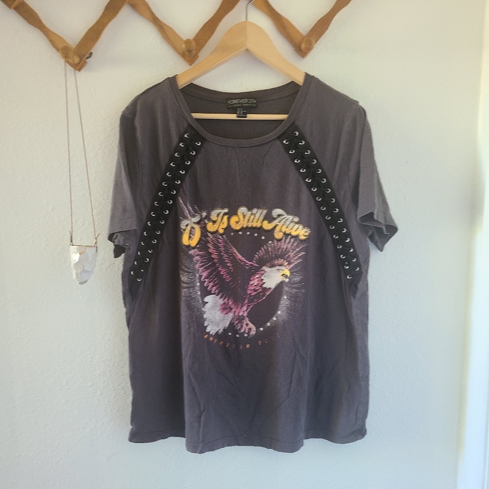 75 is still alive graphic tee plus size forever 21